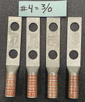 Burndy Products Ya272n Ya27-2n 3/0 Awg Stranded 1/2 Inch Stud 2-hole Compression Terminal 4 Pc