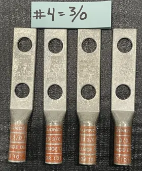 Ya27-2n Burndy Products Ya272n 3/0 Awg Stranded 1/2 Inch Stud 2-hole Compression Terminal 4 Pc