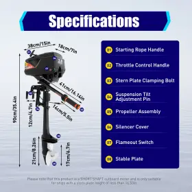 Engines01826 Hangkai 3.6hp 2stroke Electric Outboard Motor Engine Fish Boat Water Cooling Cdi