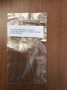 Vishay Dale Tnpw12061k00bety Lot Of 15 Thin Film Resistors - Smd 1kohms .1% 25ppm